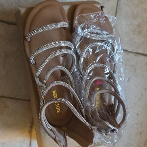 Steve Madden Brown Sandals with Sparkling Straps